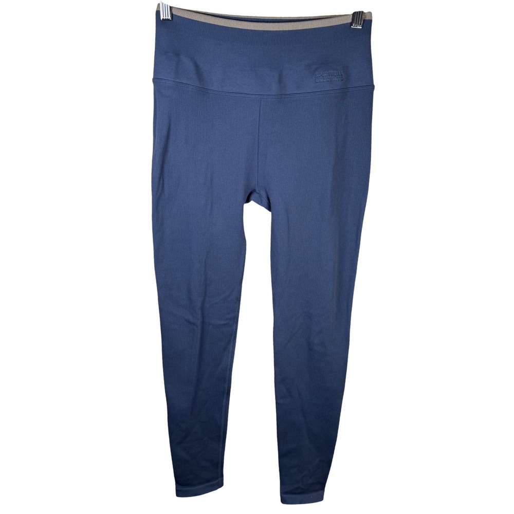 Spiritual Gangster Love Sculpt Leggings Womens Medium Blue Ribbed High Rise Yoga